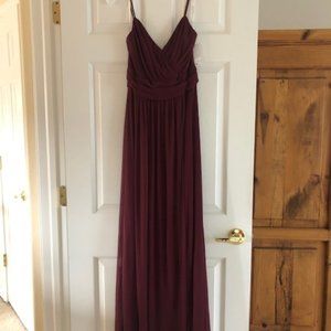 Spaghetti Strap Ruched Waist Mesh Bridesmaid Dress